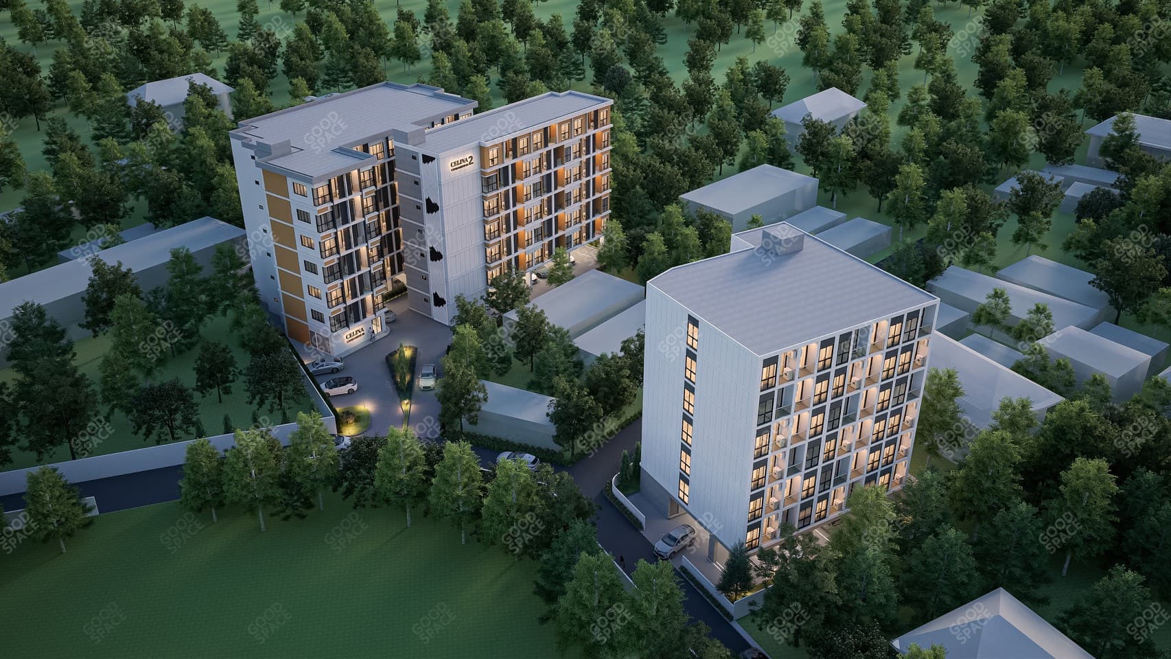 The Celina — aerial view of the condominium in Fa Ham, Chiang Mai